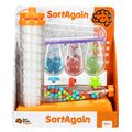 SortAgain educational toy packaging with colorful beads and sorting mechanism.