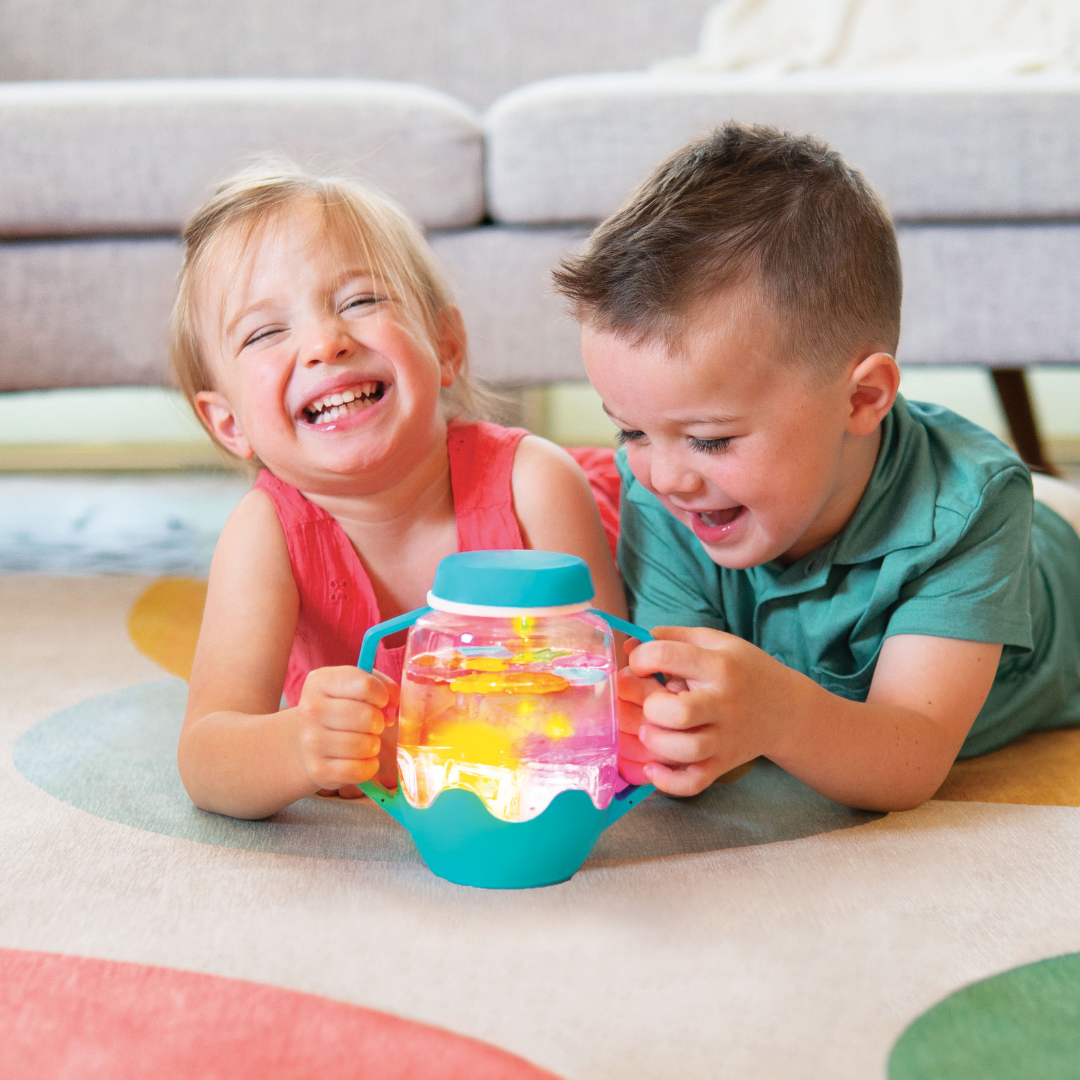 Children playing with Glo Pals - Sensory Play Jar