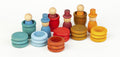Set of colorful wooden toys on a white background