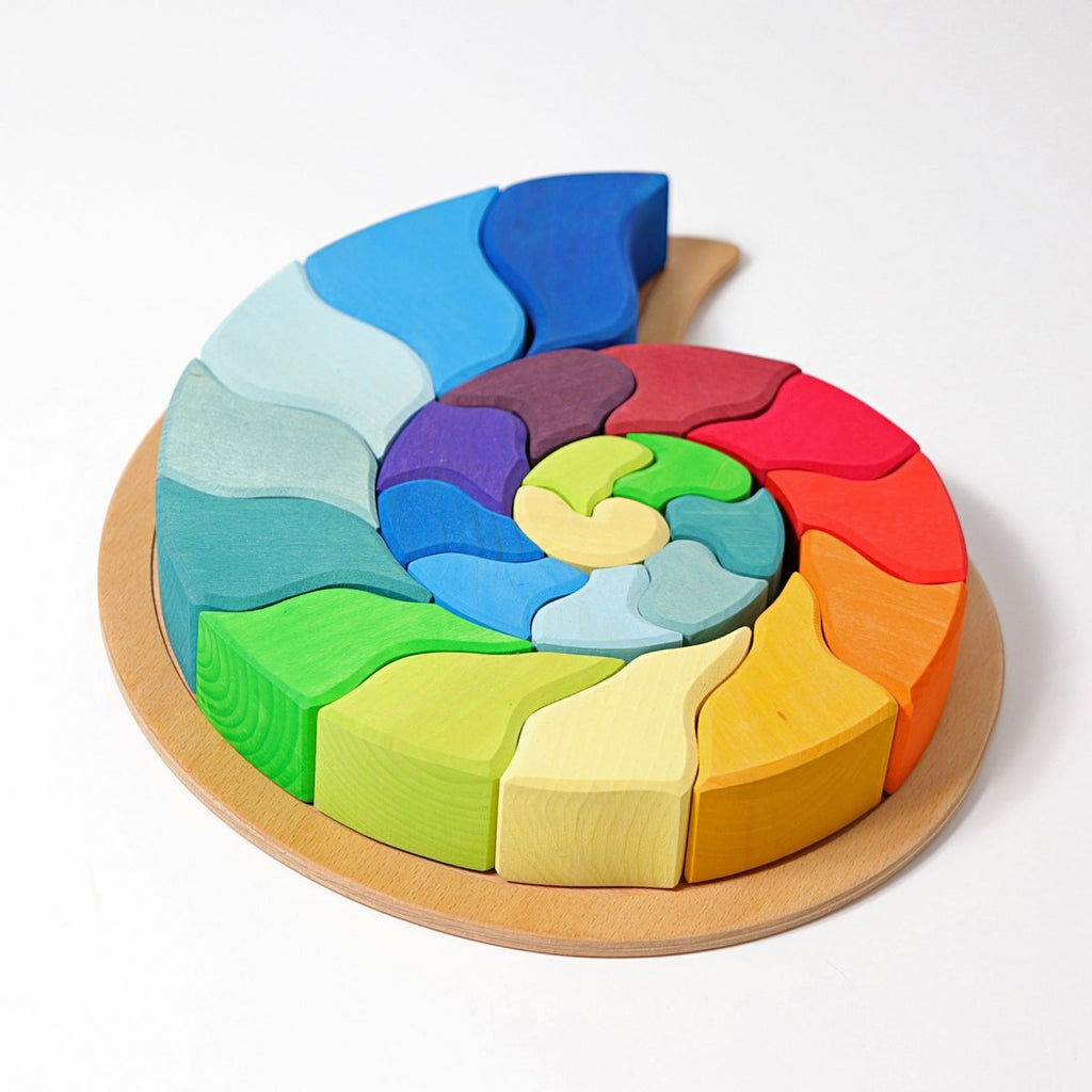Colorful wooden puzzle on a white background
