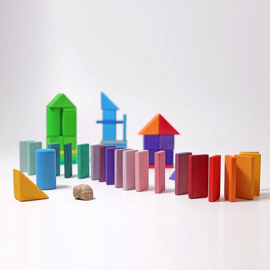 Colorful toy blocks on a white background
