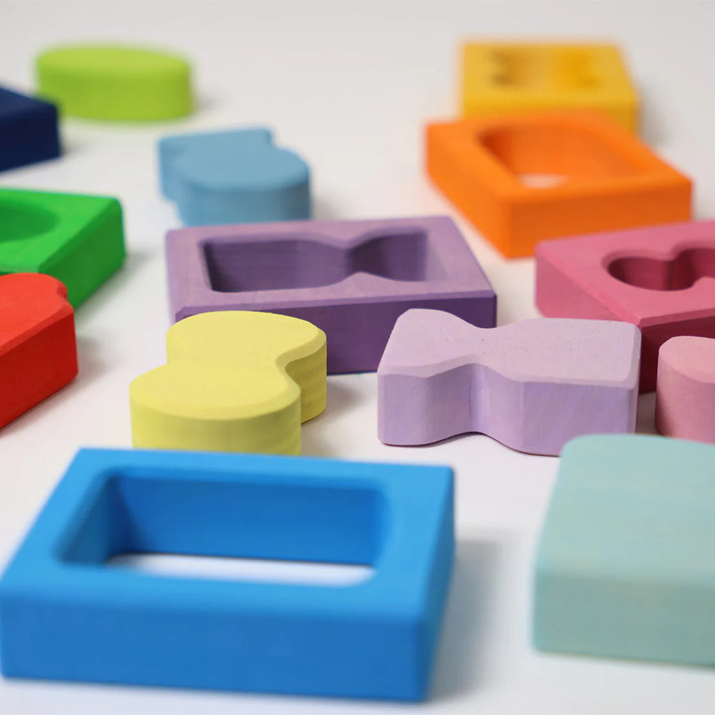 Colorful wooden blocks on a white background