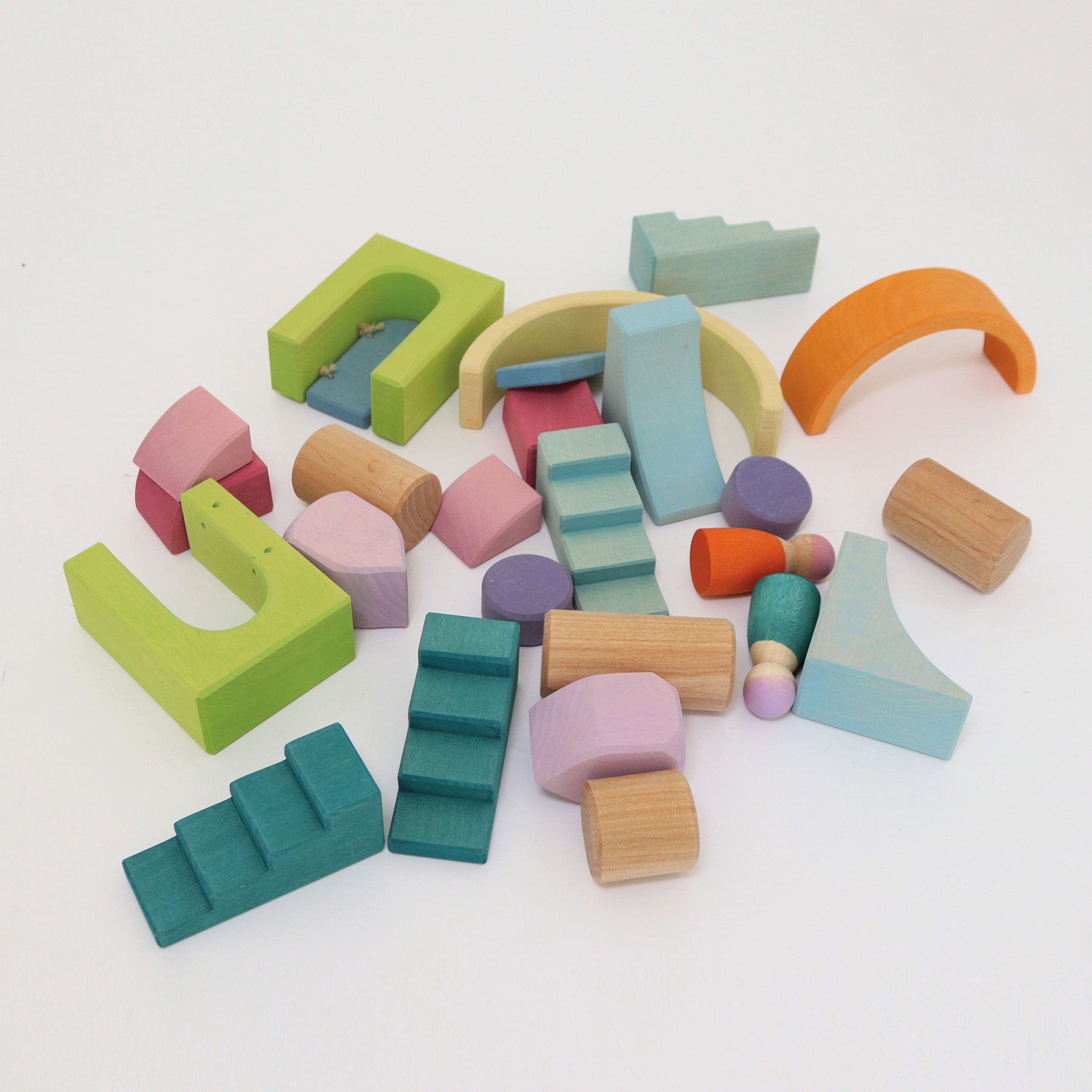 Colorful wooden blocks on a white background