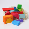 Colorful wooden blocks on a textured surface