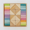 Colorful wooden block set in a box on a white background