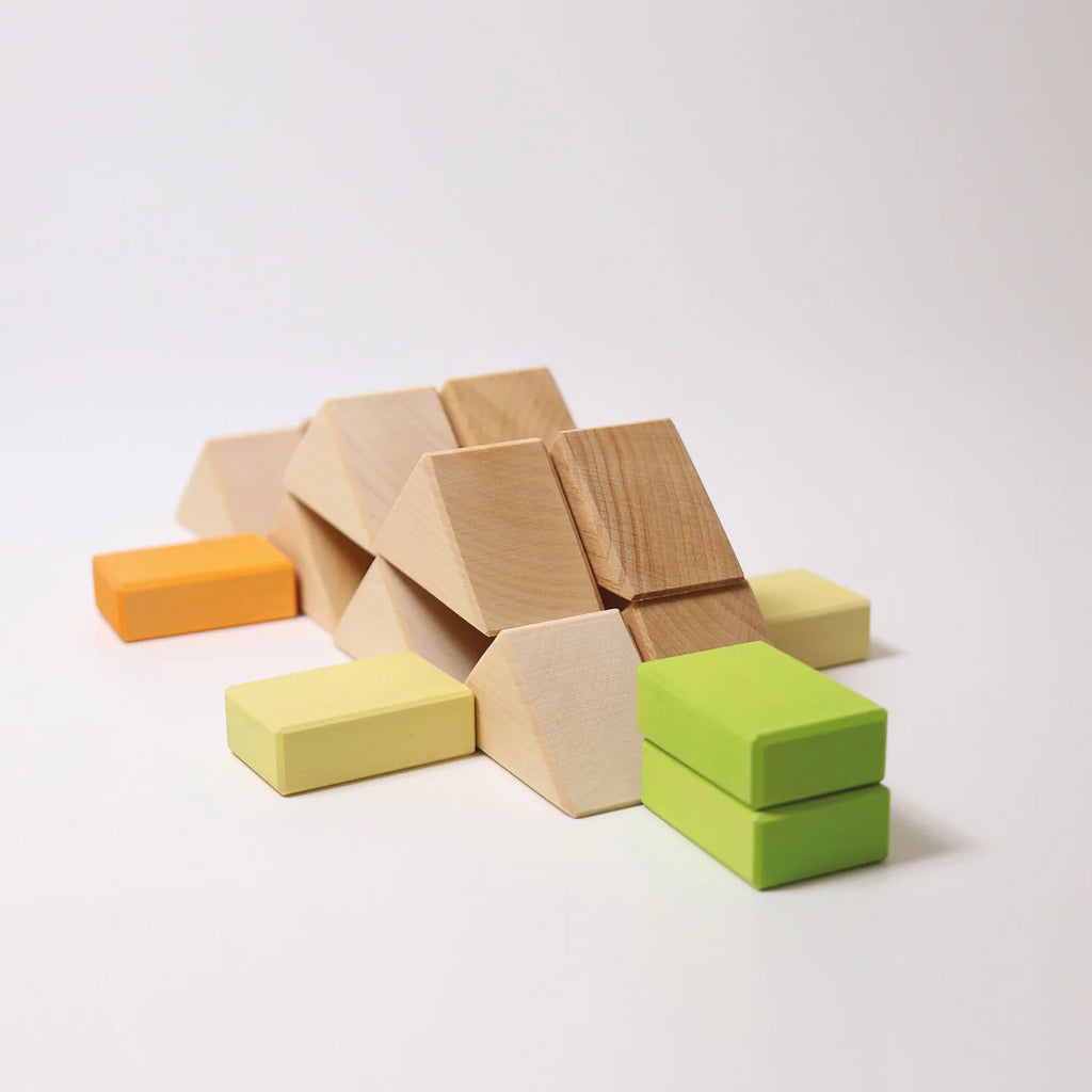 Colorful wooden blocks on a white background
