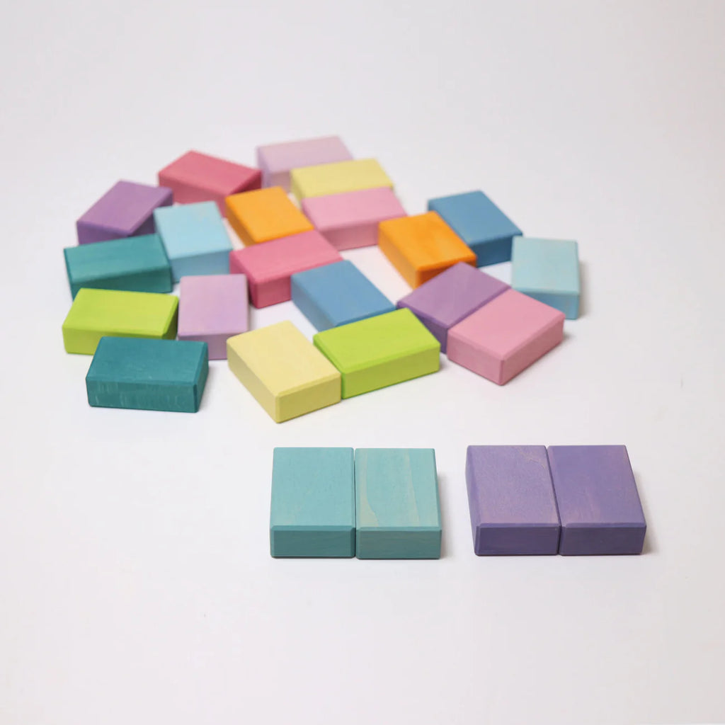 Pastel colored square blocks on a white background