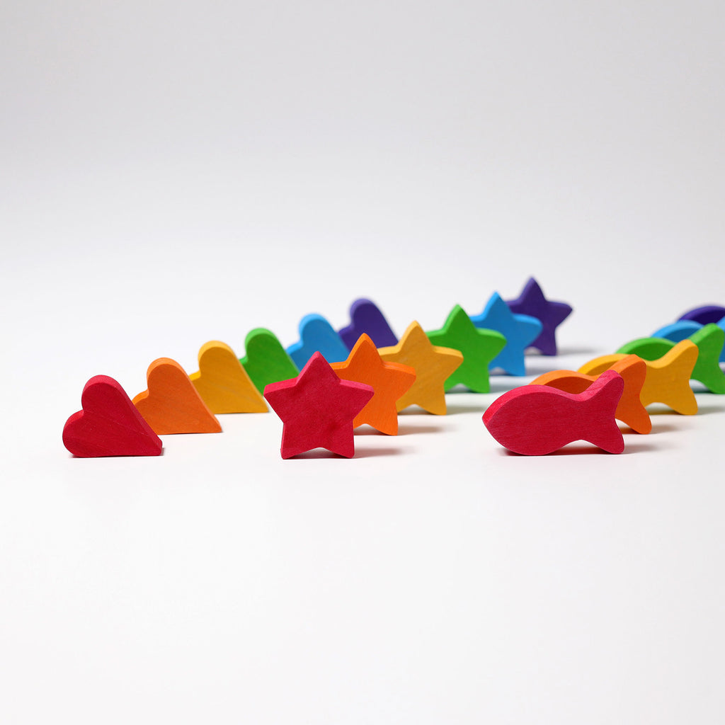 Colorful star-shaped objects on a white background