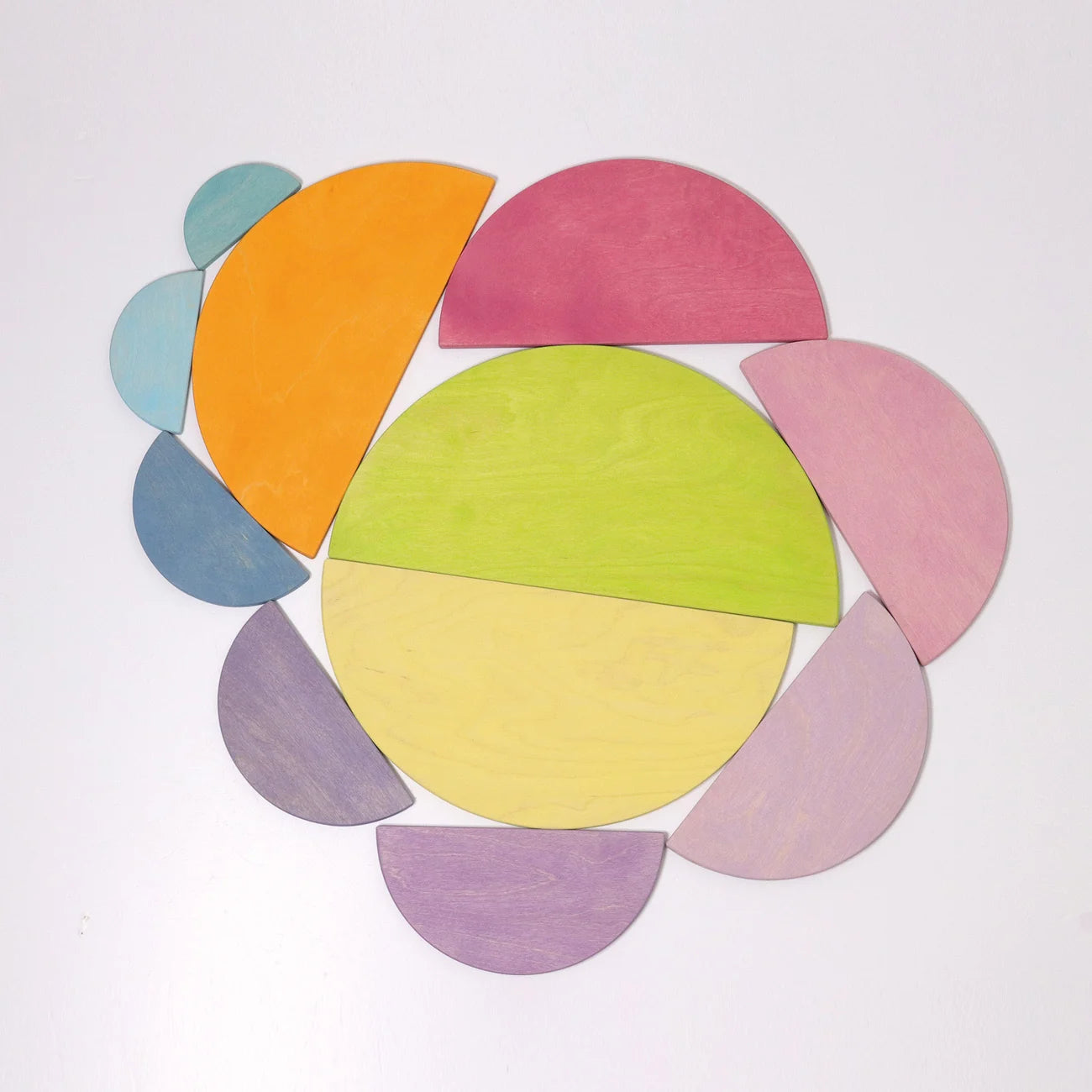 Color wheel with pastel shades on a white background