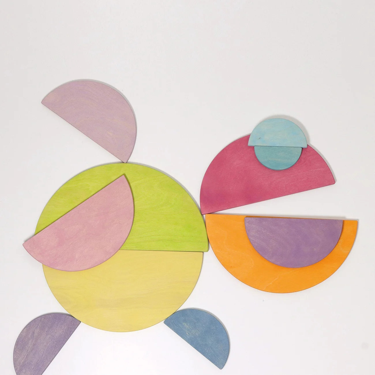 Colorful geometric shapes on a white background