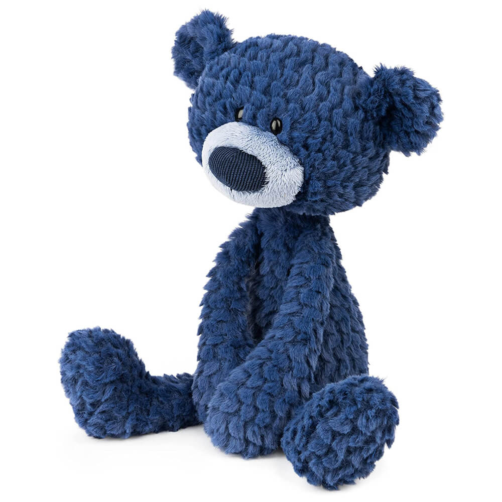 Blue teddy bear plush toy on a white background