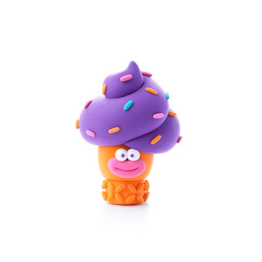 Colorful ice cream toy with a purple scoop on a white background
