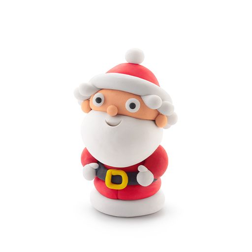 Toy figure of Santa Claus on a white background
