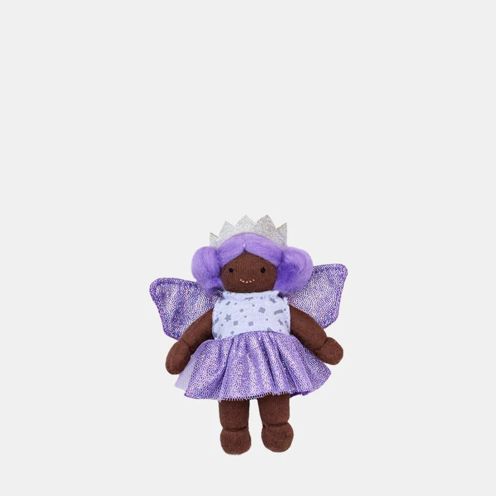 Purple fairy plush toy on white background