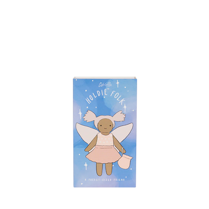Fairy doll packaging with a blue background and 'Holdie Folk' branding.