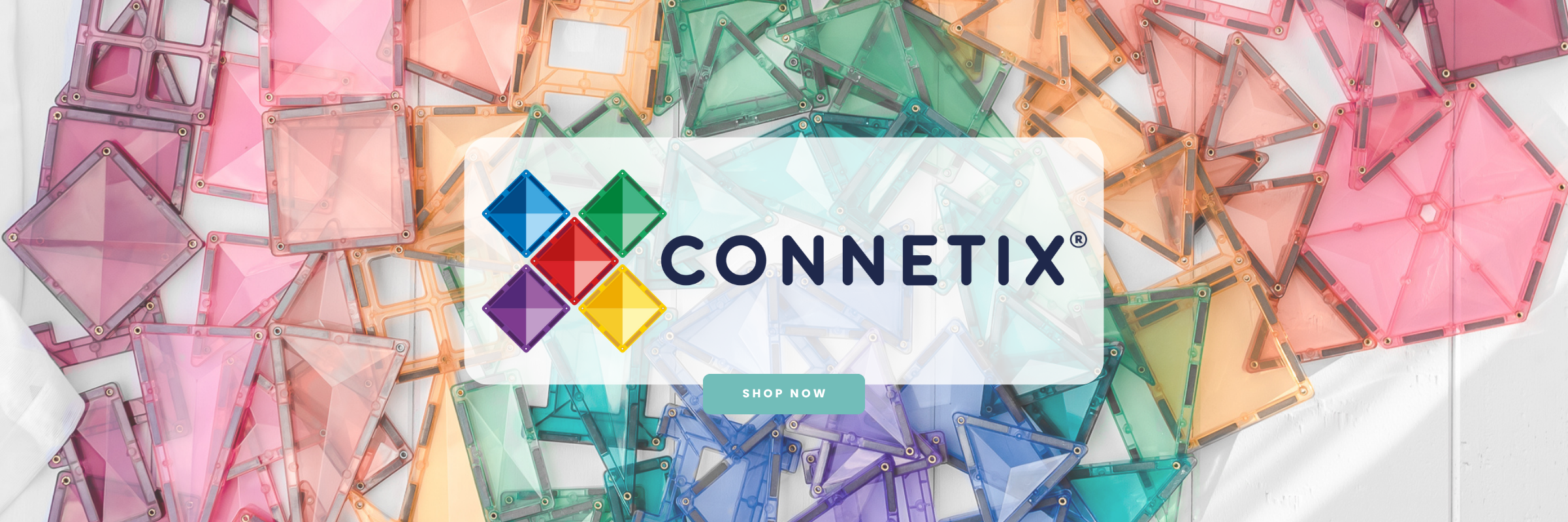 Colorful geometric shapes with Connetix logo overlay