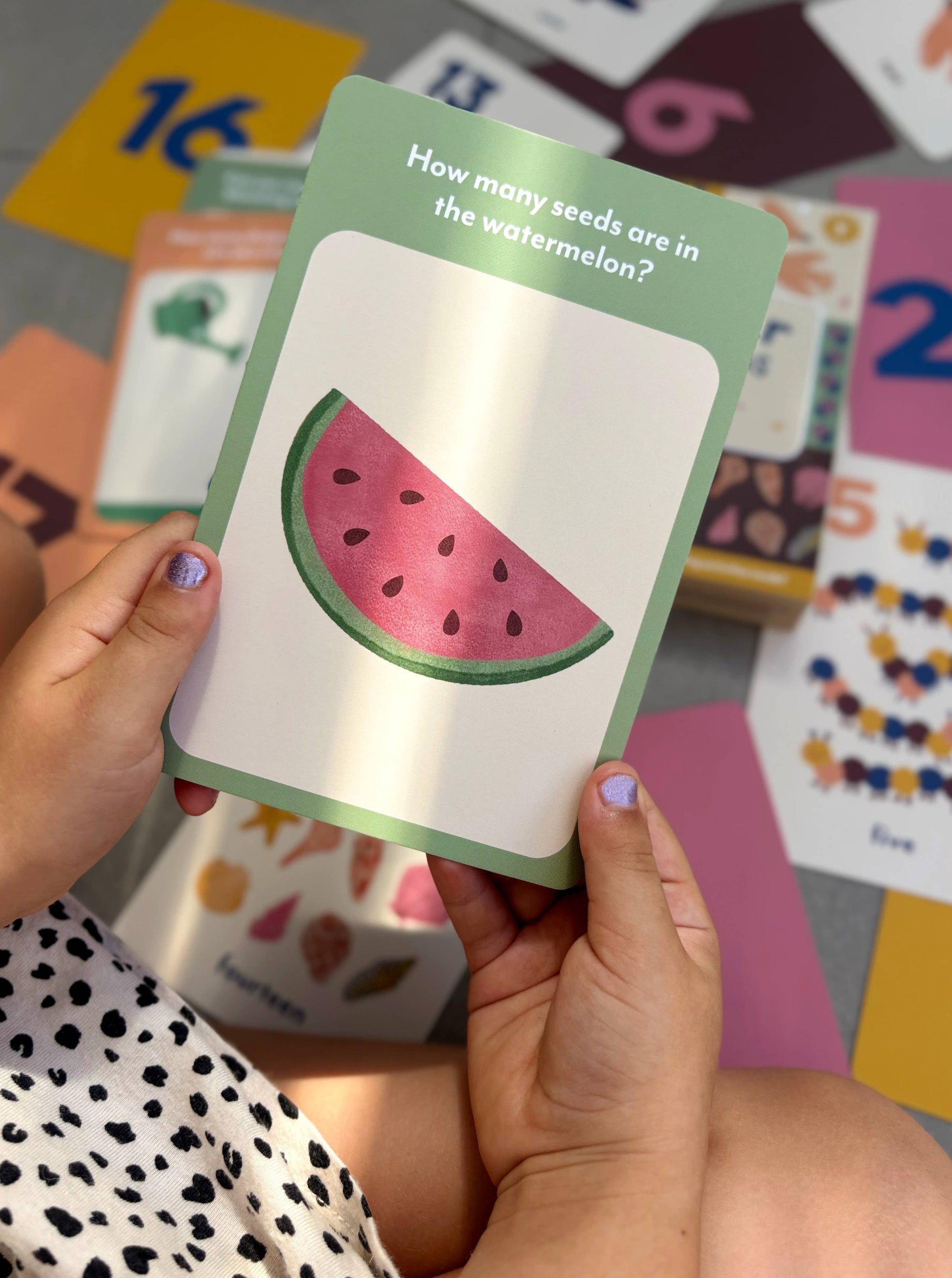 A collection of colorful illustrated flash cards for numbers 1-20 with nature-inspired illustrations, rounded corners, and a title card visible.