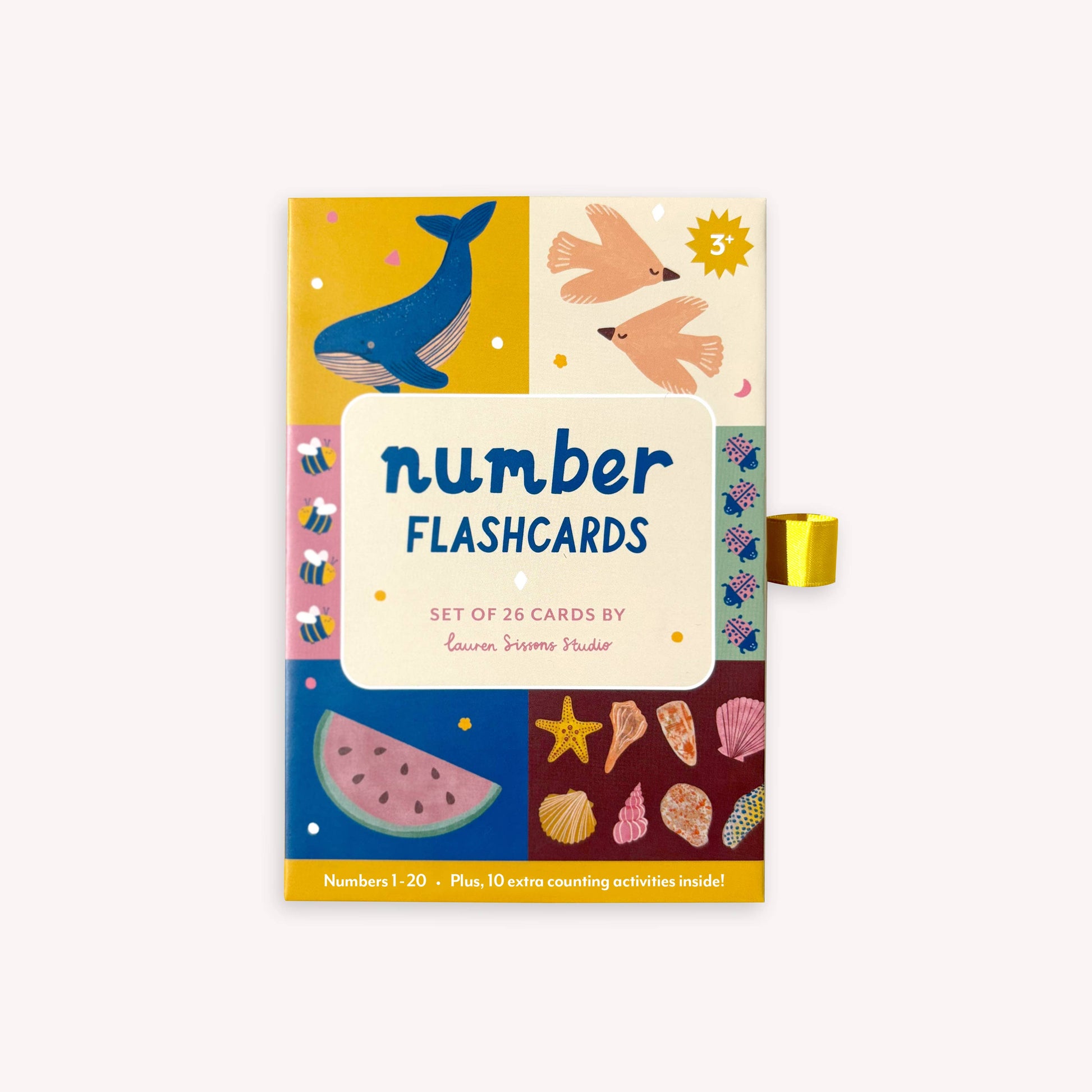 A collection of colorful illustrated flash cards for numbers 1-20 with nature-inspired illustrations, rounded corners, and a title card visible.