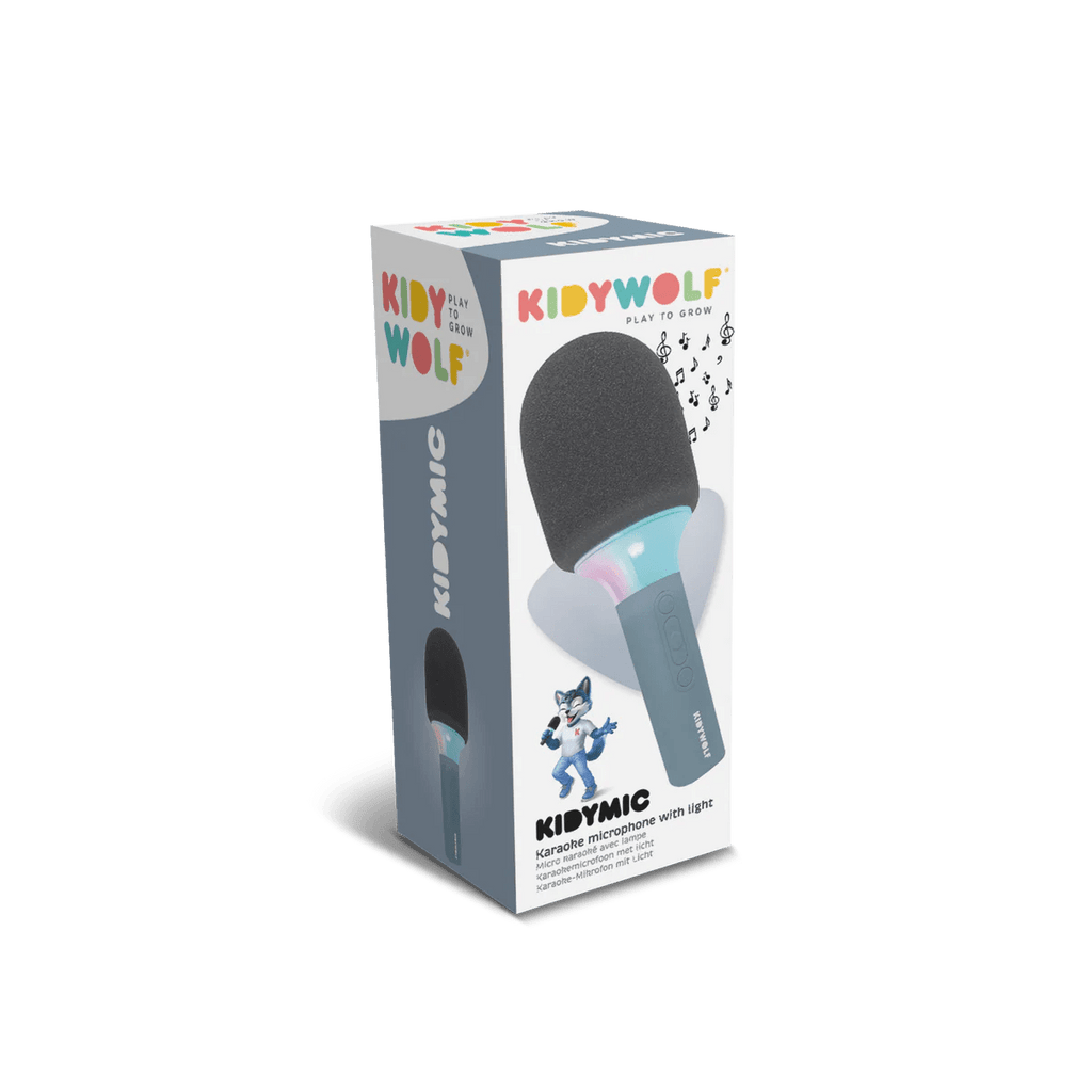 Kidynamic microphone with KIDYWOLF branding on packaging