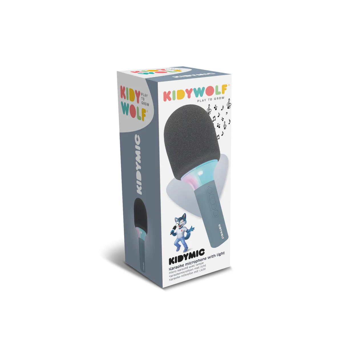 Kidynamic microphone with KIDYWOLF branding on packaging