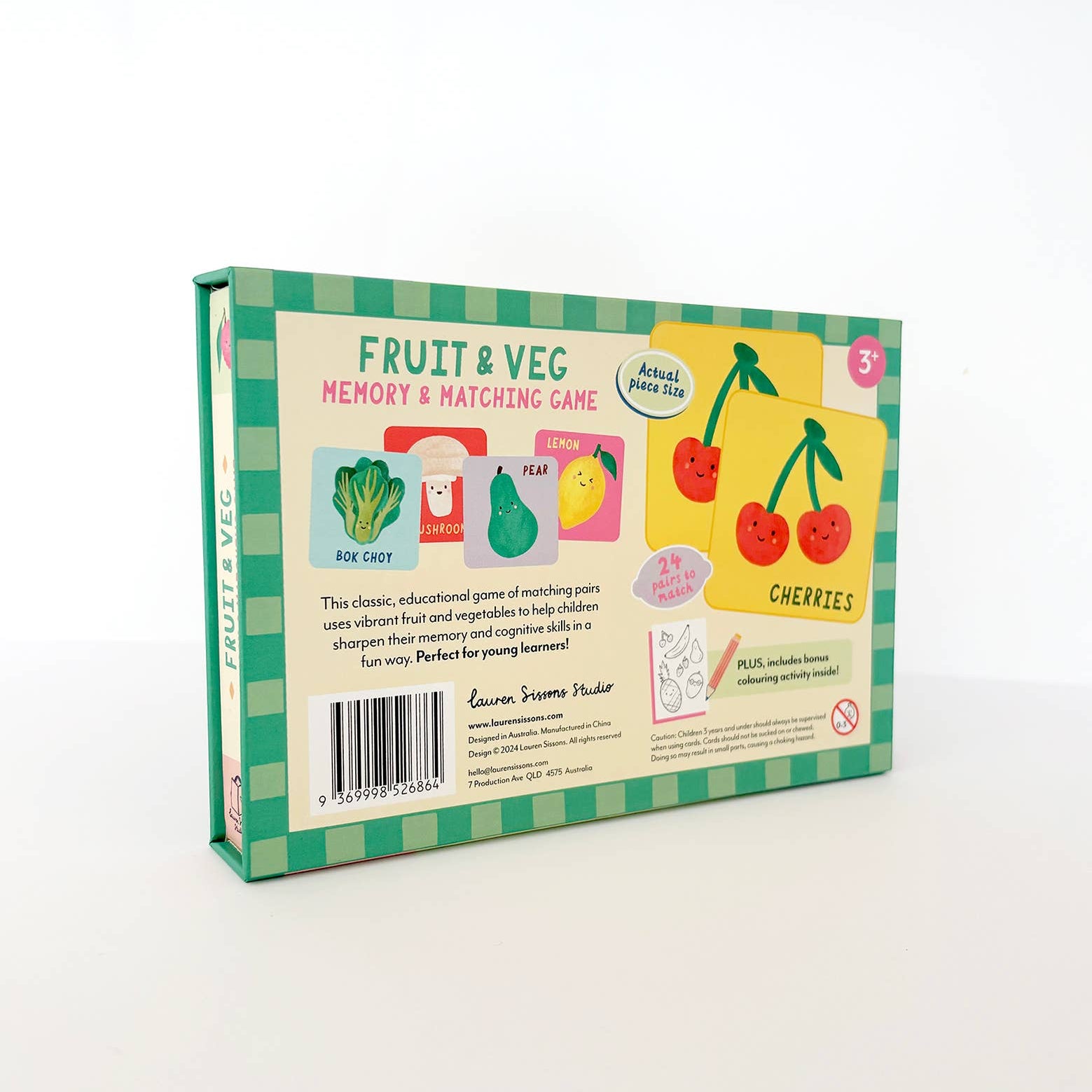Fruit and Veg memory matching game packaging on a white background