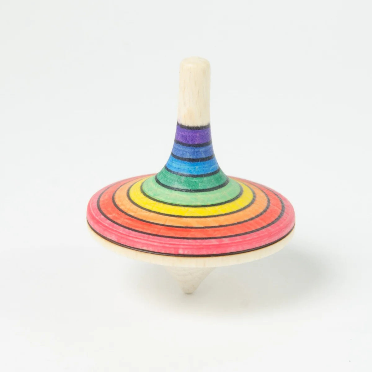 Colorful wooden top on a white background