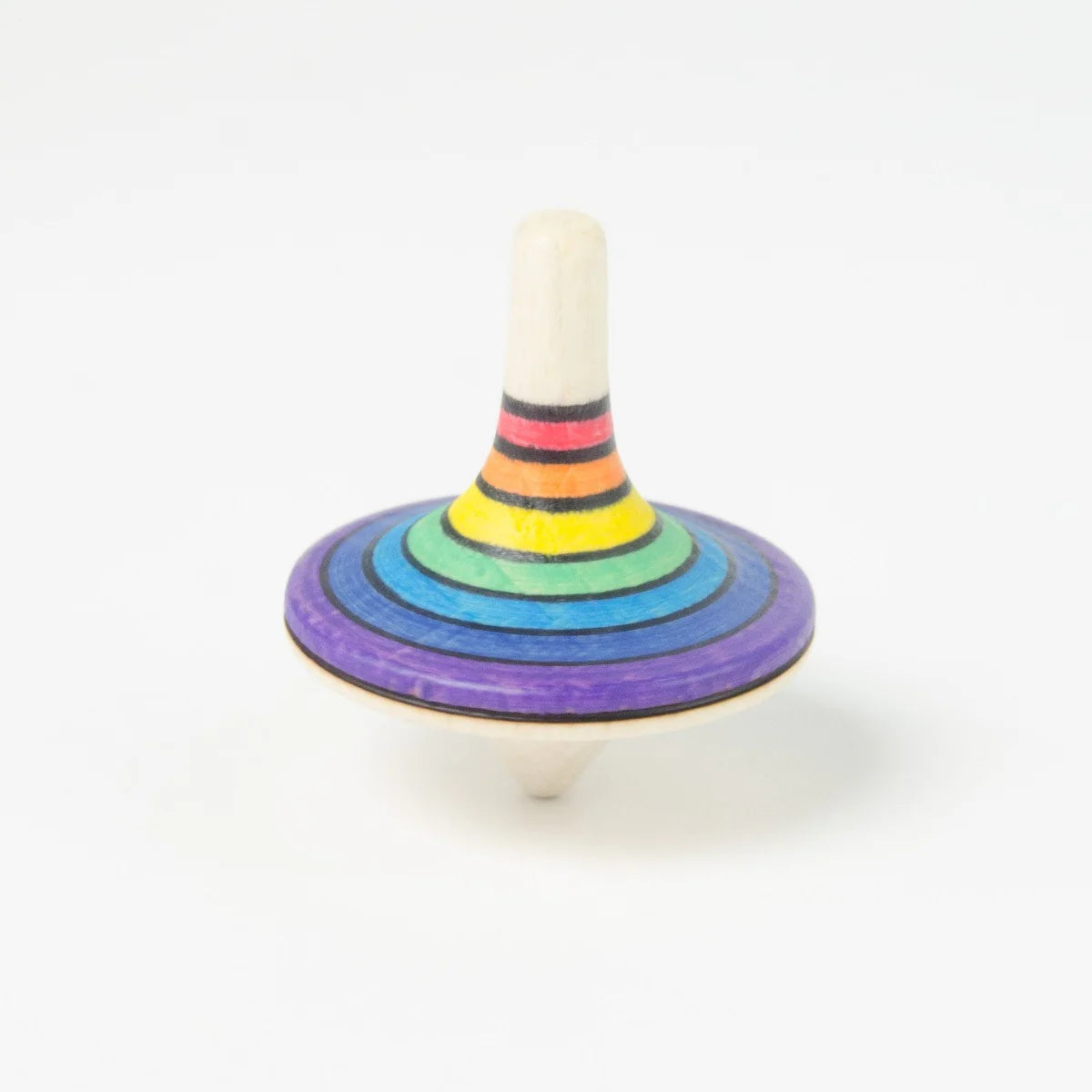 Colorful wooden spinning top on a white background
