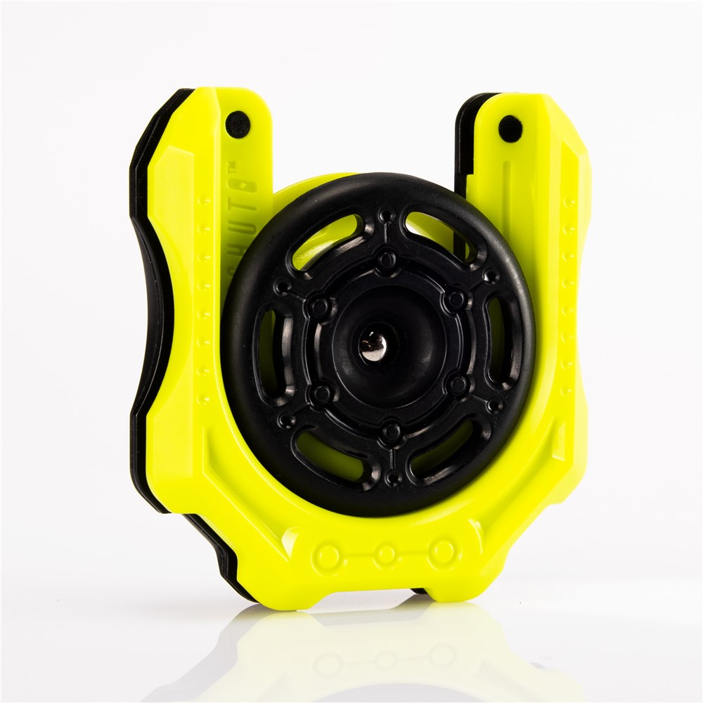 Yellow and black reel on a white background