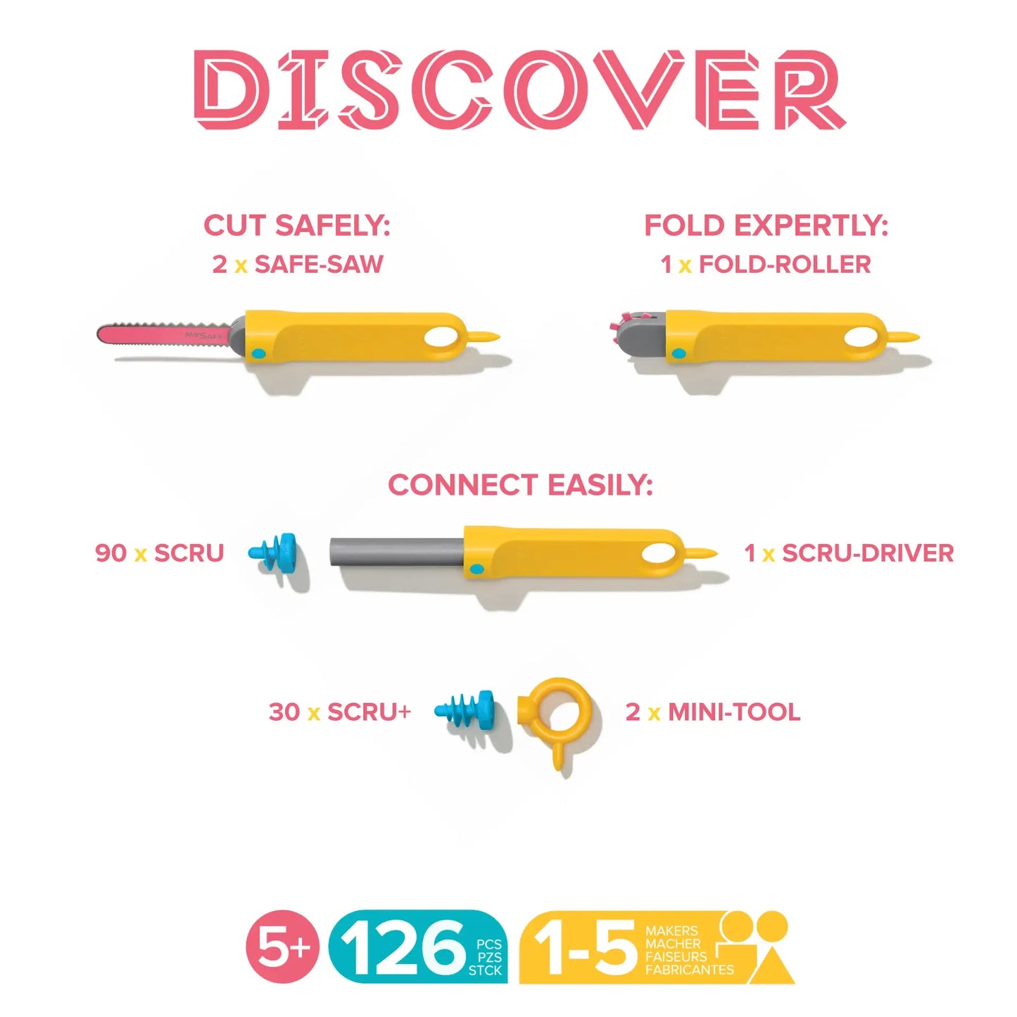 Makedo - Discover 1-5 Makers - Cardboard Construction Toolkit