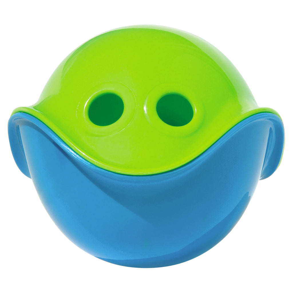Green and blue ball-shaped object on a white background