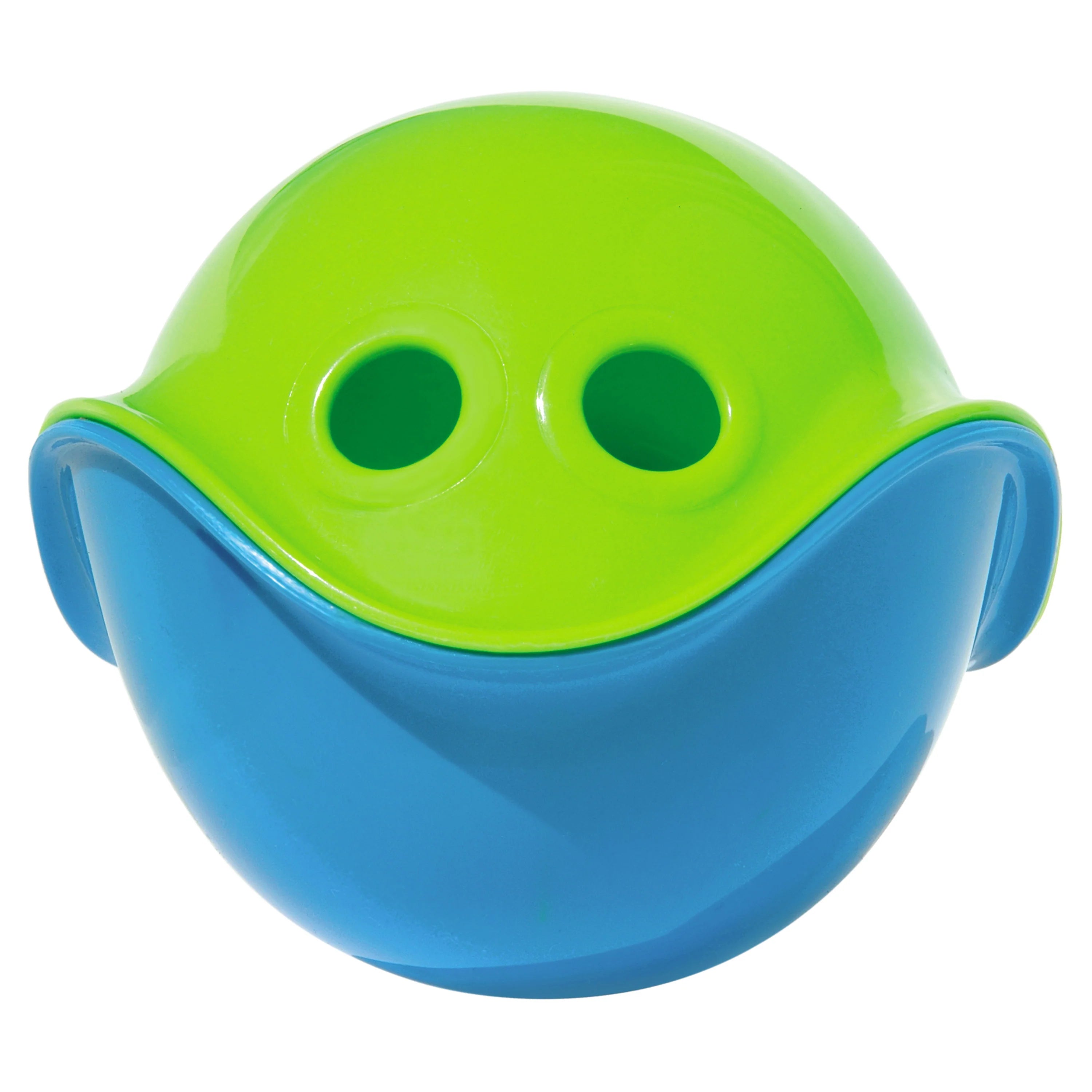 Green and blue ball-shaped object on a white background