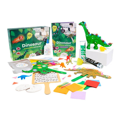 Contents of Dinosaur Creative box on a white background.