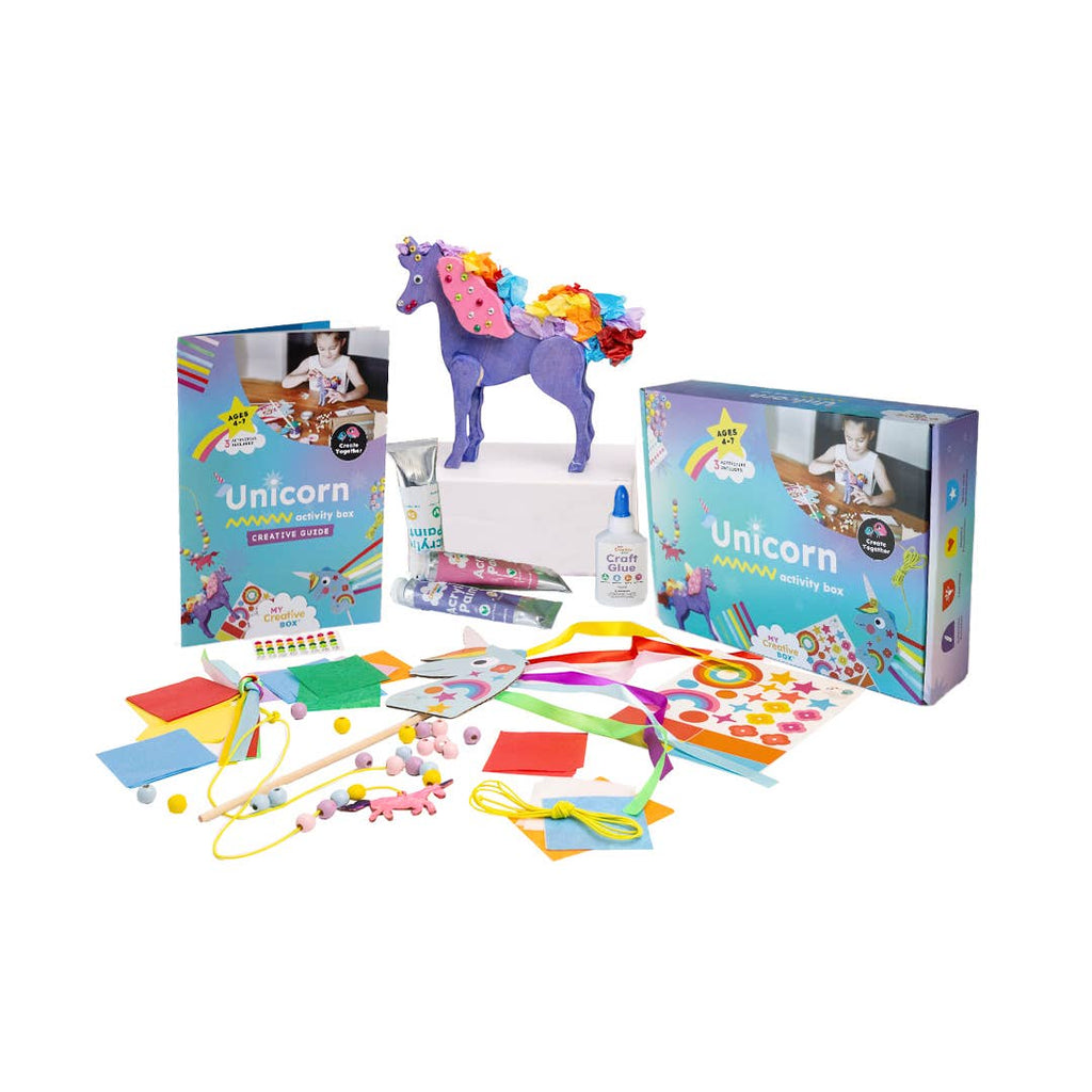 Contents of the Unicorn Creative Box on a white background.