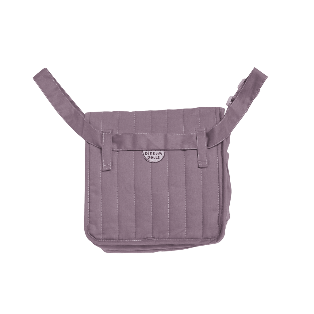 Purple baby carrier with visible brand logo on a white background