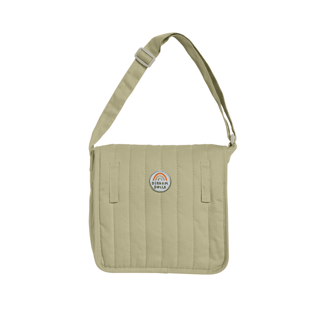 Sage shoulder bag with a logo on a white background