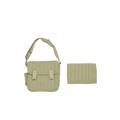 Sage shoulder bag with attached pouch on a white background