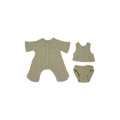 Set of green baby romper, vest, and diaper on a white background