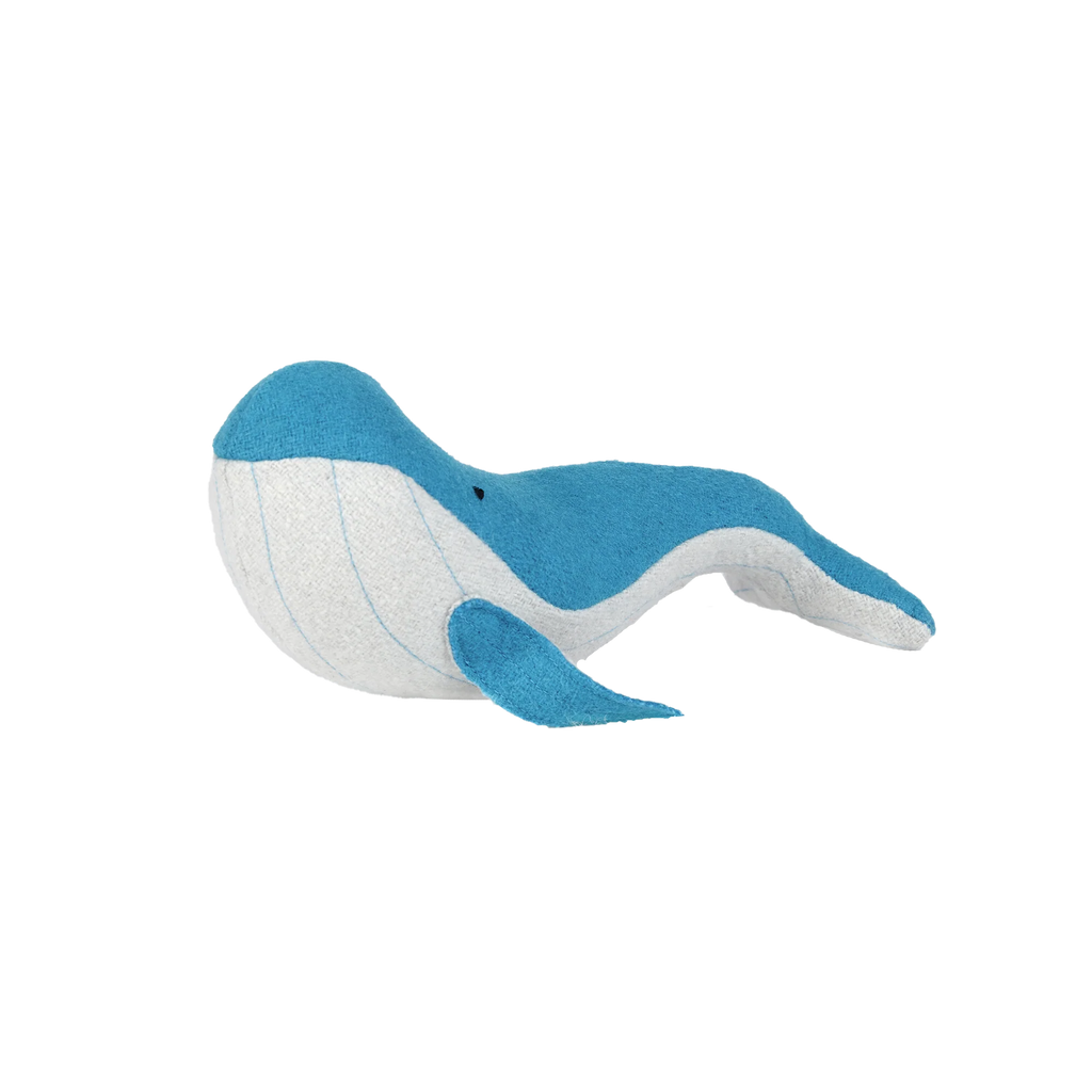 Whale toy on white background