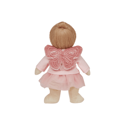 Doll with pink outfit and butterfly wings on a transparent background