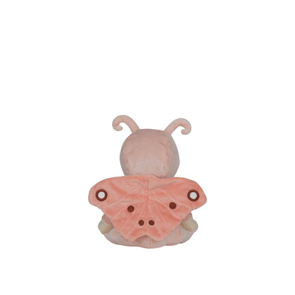Plush toy with a pink moth wing on a white background