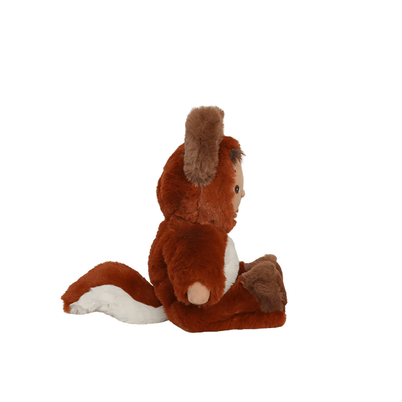 Plush toy squirrel on a white background