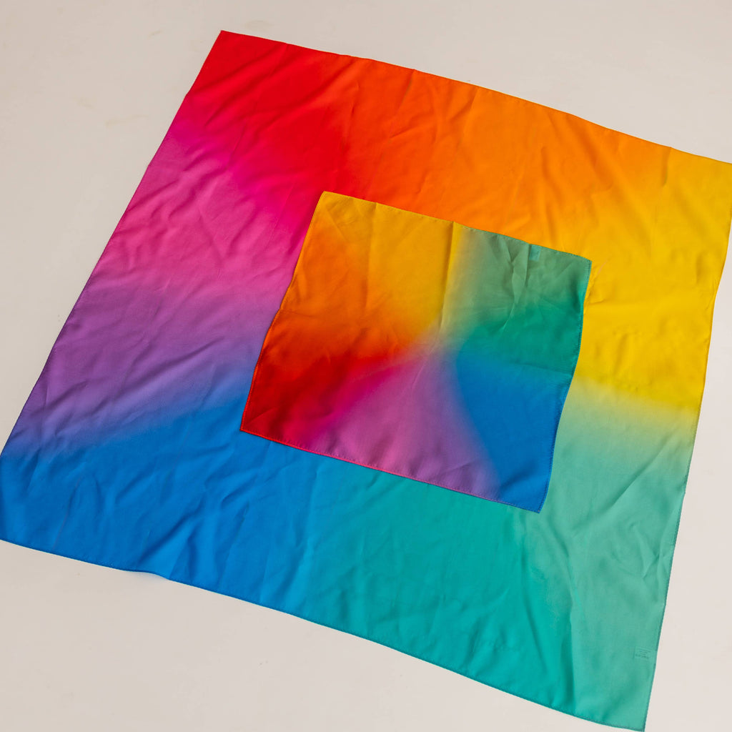 Colorful tie-dye fabric on a white background