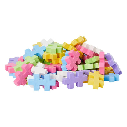 Colorful plastic blocks with hashtag symbols on a white background