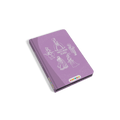Purple notebook with illustrations of princesses on a white background