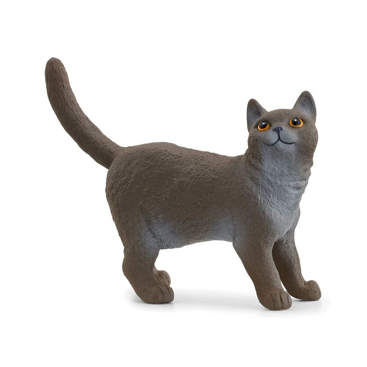 Gray cat figurine on a white background