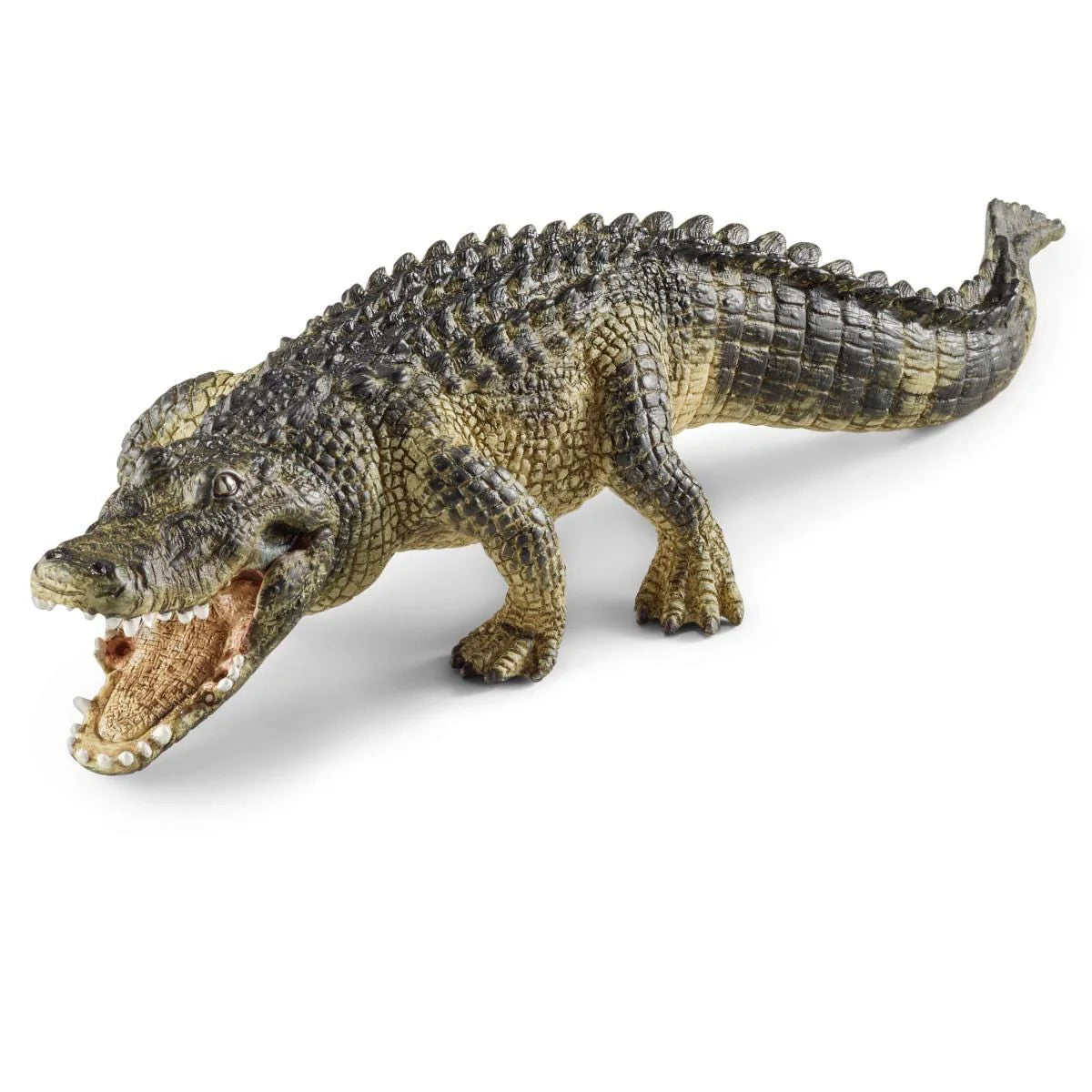 Toy alligator on a white background