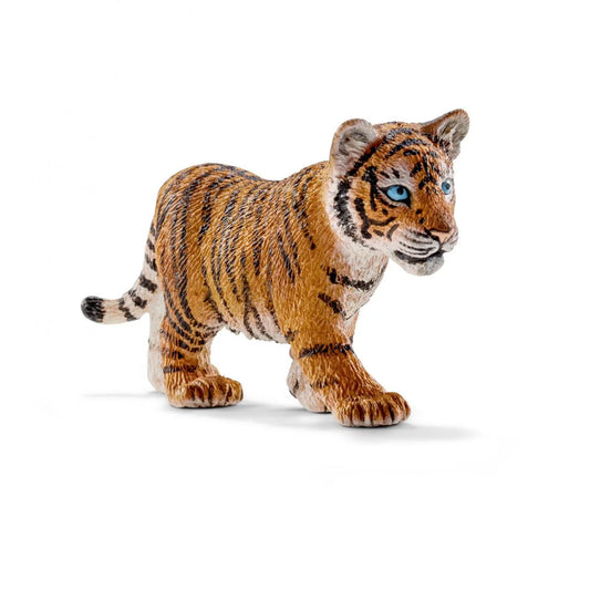 Toy tiger cub on a white background