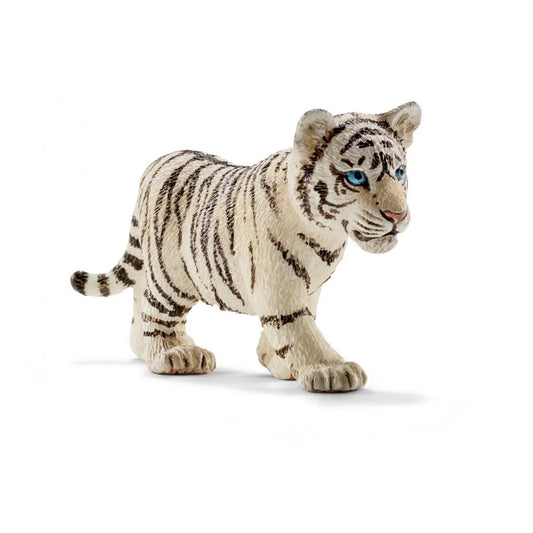 White tiger figurine with black stripes on a white background