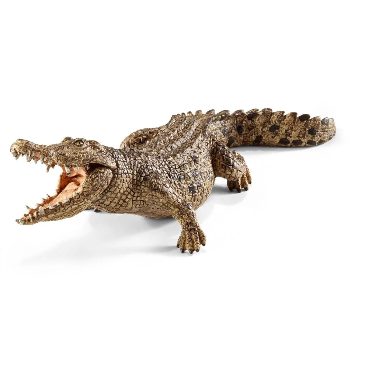 Crocodile toy figure on a white background