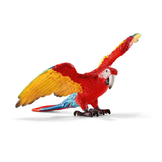 Colorful Macaw figurine on a white background
